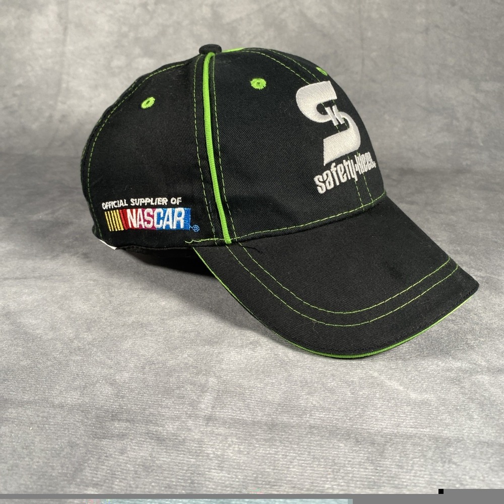 Safety Kleen NASCAR Cap Hat, Adjustable Baseball Cap - Black W/ Green‎ Flame